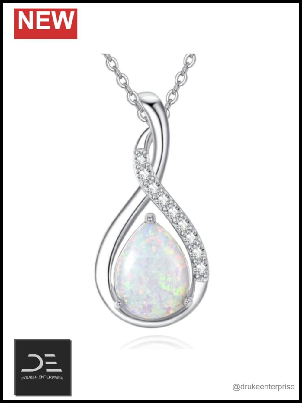 925 Sterling Silver Opal Pendant Necklace Women Gift